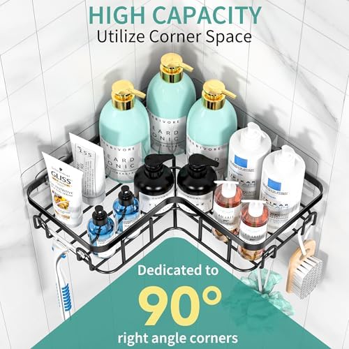 MOFOROCO 3-Pack Corner Shower Caddy Organizer Shelf Matte Black