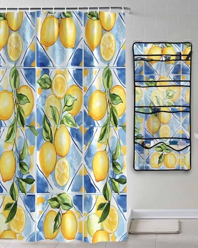 ZFUNCING Shower Curtain Mesh Organizer Set with Hooks 1