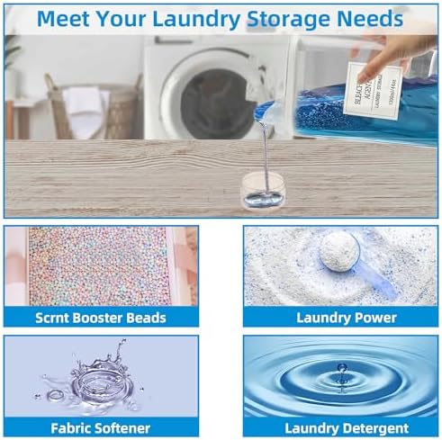 3 Pack Laundry Powder Container and Dryer Sheet Holder Organized Storage Drawer with Labels