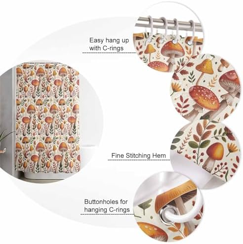 Thanksgiving 4 Pcs Waterproof Shower Curtain Set with Non-Slip Mats and Rugs