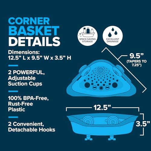 SlipX Solutions Corner Shower Basket Caddy Organizer