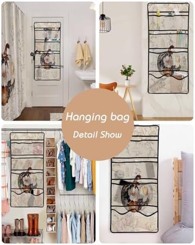 ZFUNCING Vintage Floral Pumpkin Shower Curtain Set with Hooks and Hanging Organizer