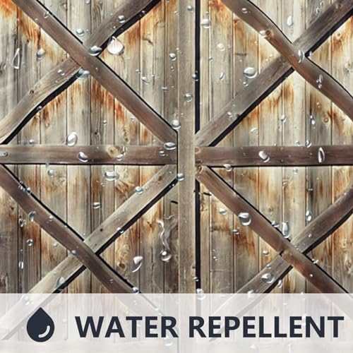 Renaiss 72x72 Inch Rustic Barn Door Shower Curtain Set