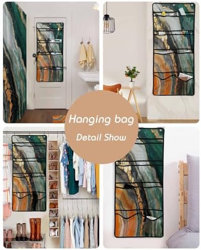 Modern Abstract Marble Shower Curtain with Organizer Set