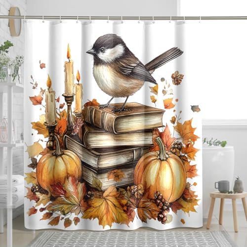 DESIHOM Fall Chickadees Bird Shower Curtain Set 78 Inch
