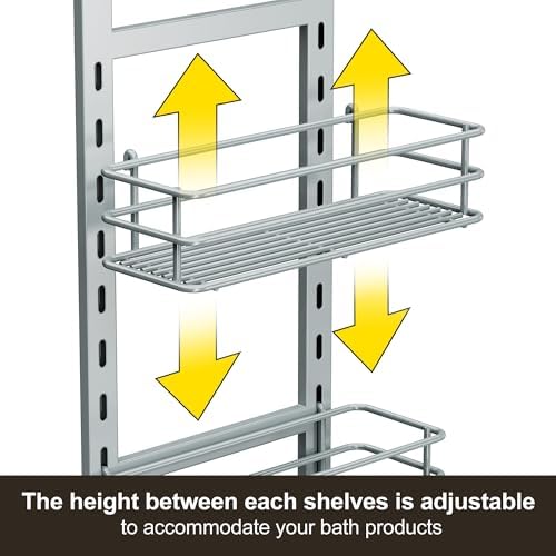 Orimade Adjustable Anti-slip Shower Caddy Overhead with 2 Razor Hooks
