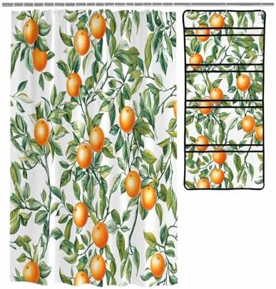ZFUNCING Shower Curtain With 10 Pockets Organizer Set