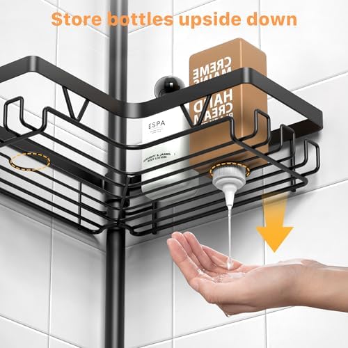 KEGII Corner Shower Organizer 6-Tier Tension Pole Caddy Black