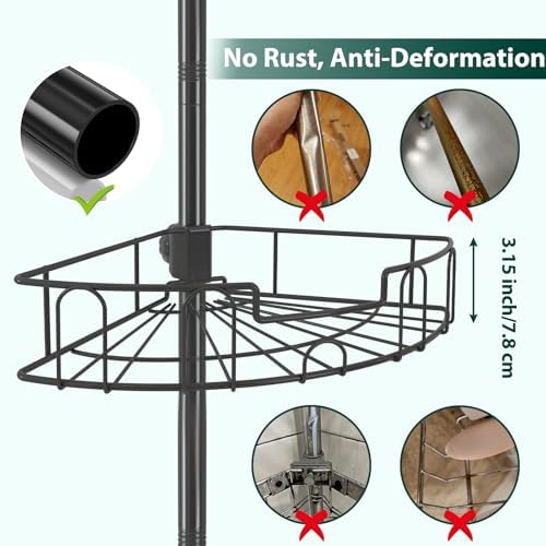 Adjustable Shower Caddy with 4 Shelves and Tension Pole