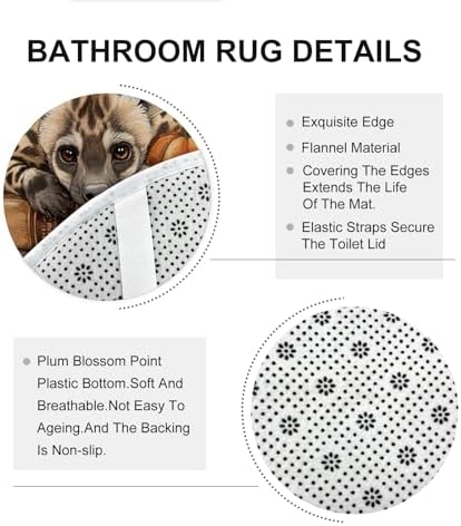 4PCS Fall Striped Hyena Pumpkins Shower Curtain Set with Non-Slip Rug and Toilet Lid Cover Mat