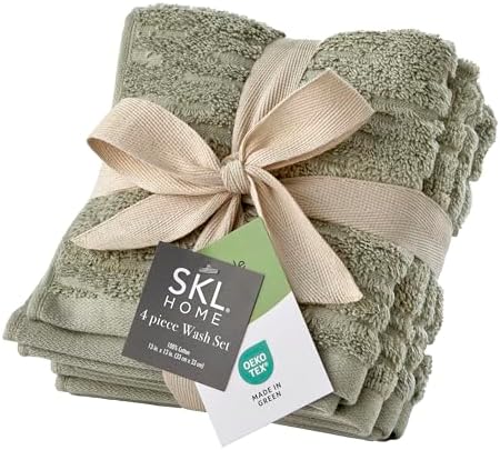 SKL Home CloudSoft Cotton Washcloth Set Sage 4-Piece