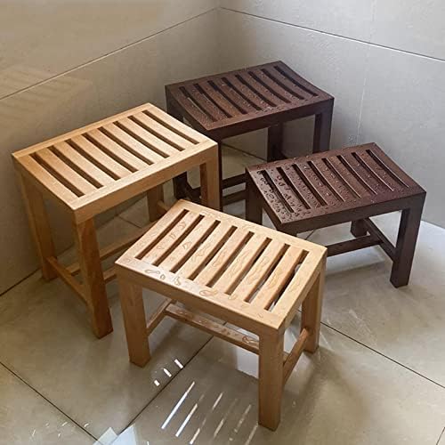 Solid Wood Spa Bench Seat Stool Foot Rest Storage Shelf