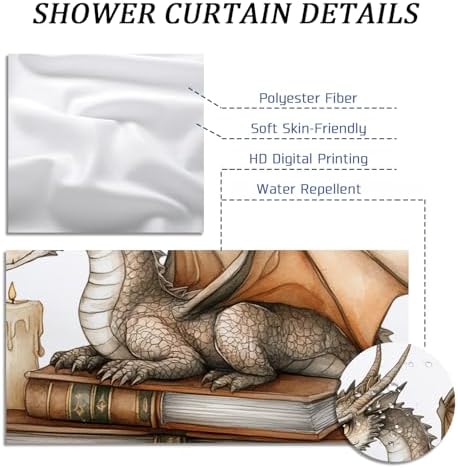 DESIHOM Fall Dragons Pumpkins Shower Curtain Set 72 Inch