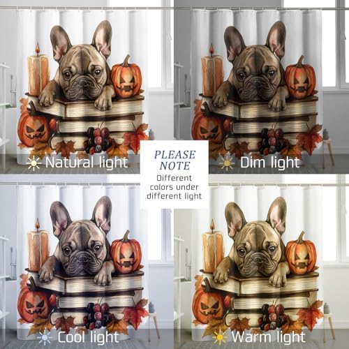 DESIHOM Fall French Bulldog Shower Curtain Set 72 Inch