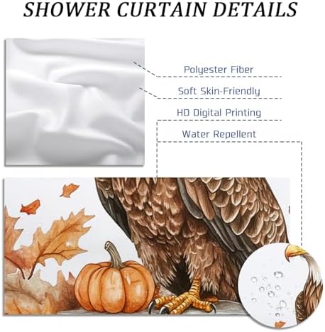 DESIHOM Fall Eagle Bird Shower Curtain Set 62 Inch