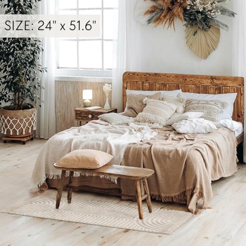 KIBAGA Boho Bathroom Rug - Soft Non-Slip Washable Cotton Mat