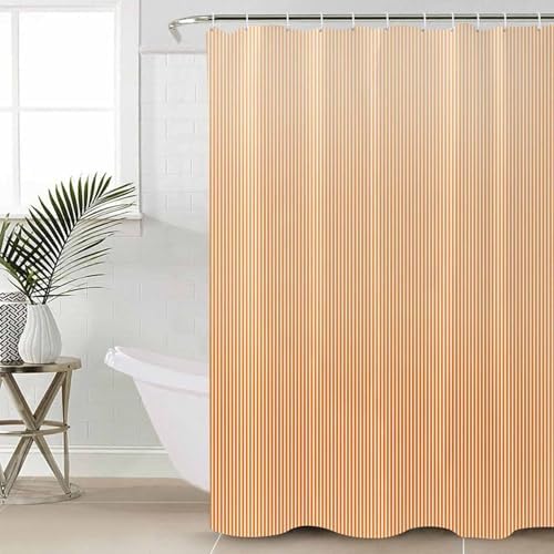 Gradient Orange Stripes 4 Pcs Shower Curtain Set with Non-Slip Mats and Rugs