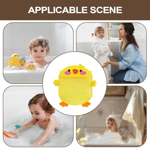 Bath Toy Organizer with Large Capacity and Sticky Hooks