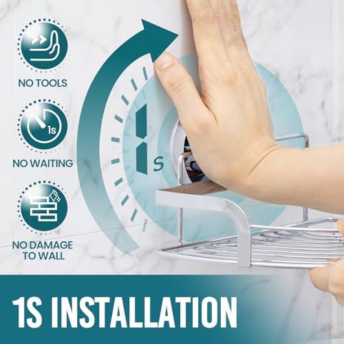 TAILI Powerful Suction Cup Corner Shower Caddy 2 Pack