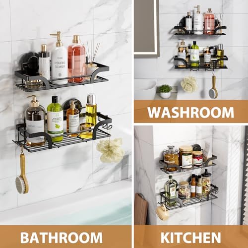 LEVERLOC 2 Pack Shower Caddy Suction Cup Organizer
