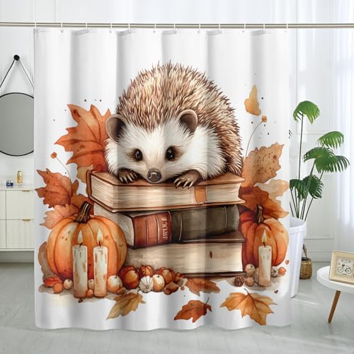 DESIHOM Fall Hedgehog Shower Curtain Set 72 Inch