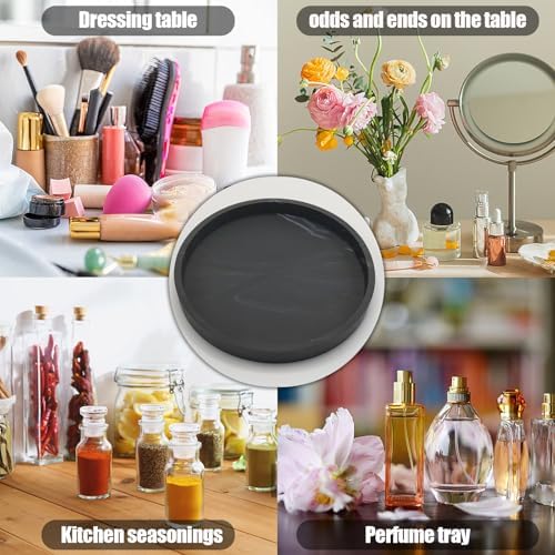 Silicone Bathroom Vanity Tray 7 Inch Marble Black