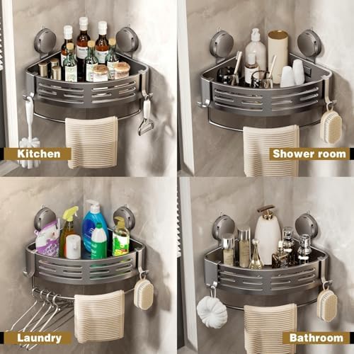 VOLPONE Corner Shower Shelf Suction Cup Mount