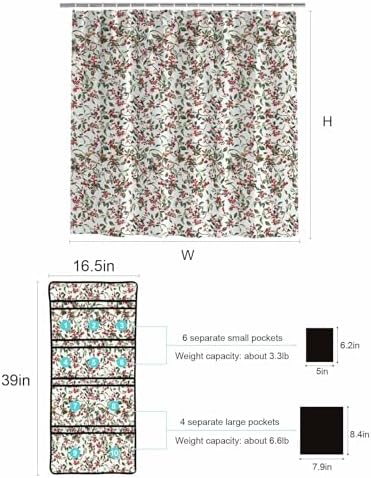 ZFUNCING Shower Curtain with Mesh Organizer and 10 Pockets