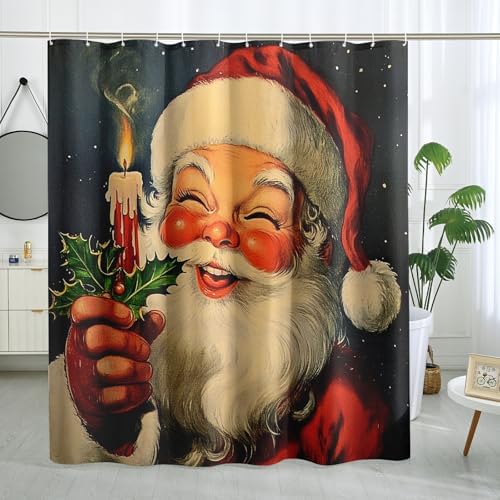DESIHOM Christmas Santa Shower Curtain Set 62x72