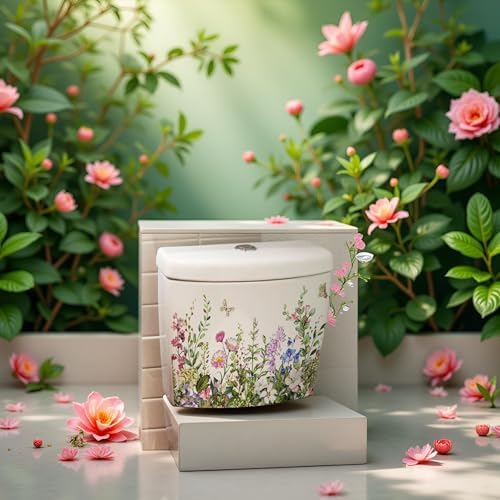 Vibrant Green Leaf Floral Toilet Lid Decals