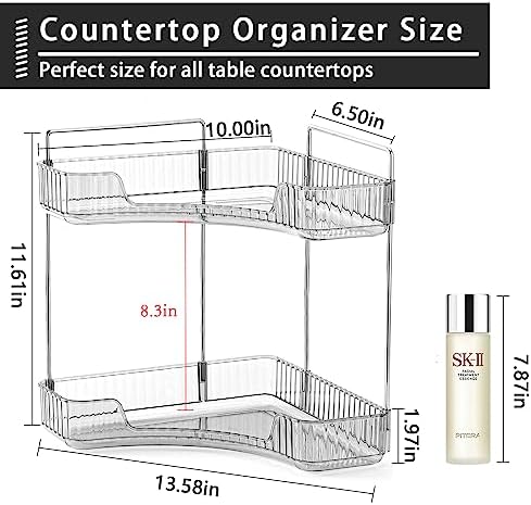 2-Tier Corner Organizer Space-Saving Storage Shelf for Bathroom Kitchen and Vanity