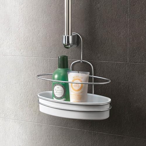 Metaltex Orbit Shower Shelf White and Silver