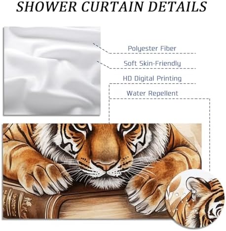 DESIGHOM Fall Tigers Pumpkins Shower Curtain Set 72 Inch