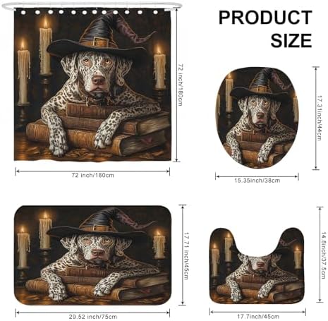 4PCS Halloween Witch Cat Halloween Leopard Dog Bathroom Set