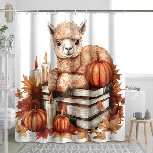 DESIHOM Fall Alpacas Llama Shower Curtain Set 62 Inch
