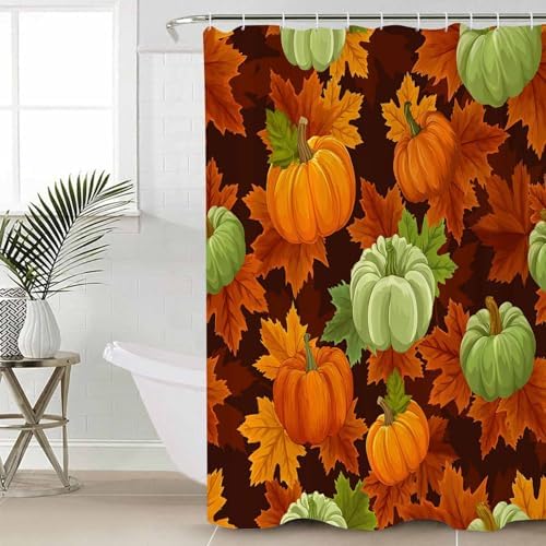 Thanksgiving Fall 4 Pc Shower Curtain Set with Rugs