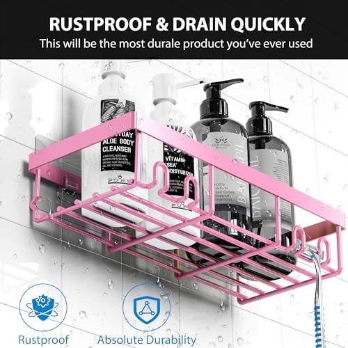 Moforoco 5 Pack Adhesive Shower Caddy Organizer Set