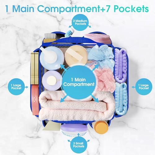 Mesh Shower Caddy Portable with Drawstring for Travel and Dorm