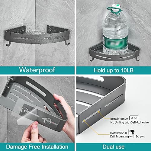 Hoomtaook 2-Tier Corner Shower Shelf No Drilling