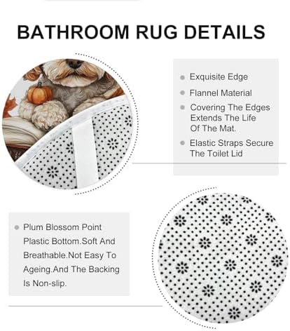 DESIHOM 4PCS Fall Cavachon Shower Curtain Set 72x72 with Hooks and Bath Mat