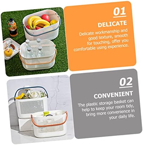 PRETYZOOM Portable Shower Basket Lightweight Plastic Storage Bin with Handles for Bathroom Organization