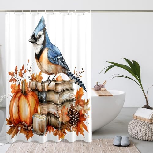 DESIHOM Fall Blue Jay Bird Shower Curtain Set 78 Inch