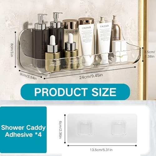 2 PCS Acrylic Wall Mounted Transparent Shelf for Bathroom and Kitchen