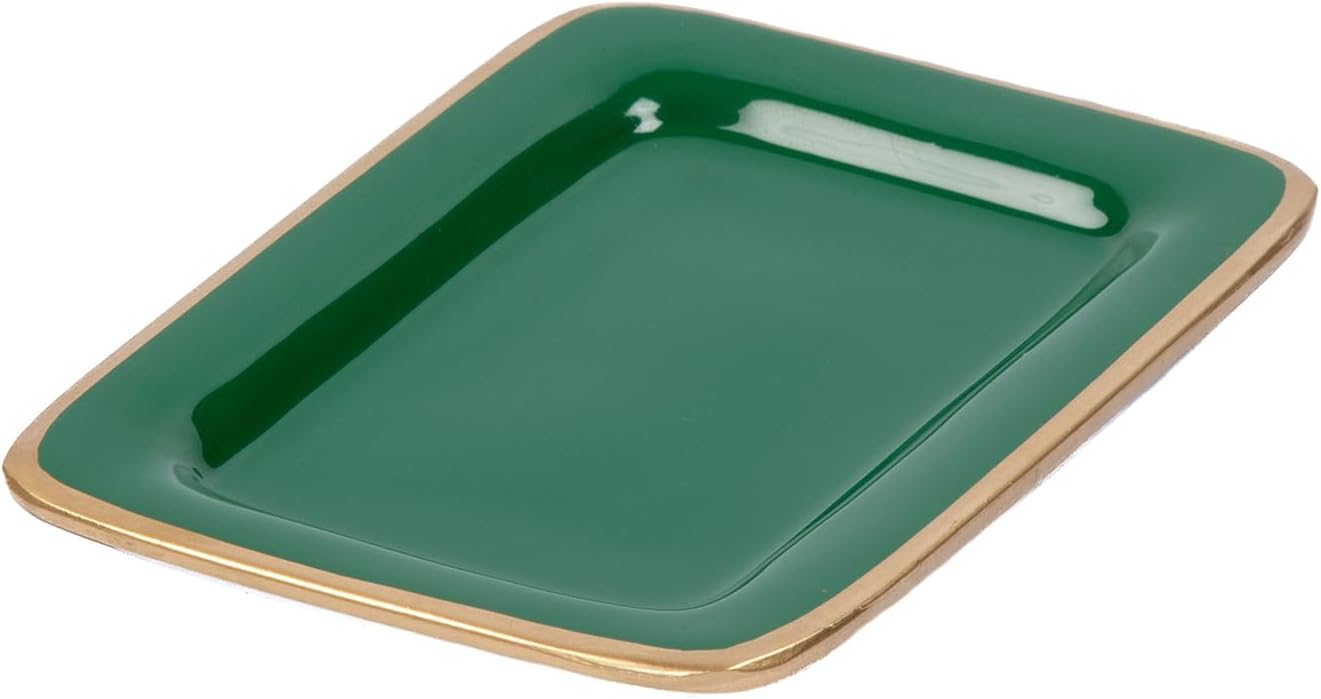 Jayes Studio Gracie Emerald Green Jewelry Dish Small Decorative Tray for Modern Bathroom Accessories