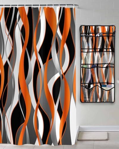ZFUNCING Shower Curtain Organizer Set with 10 Pockets 1