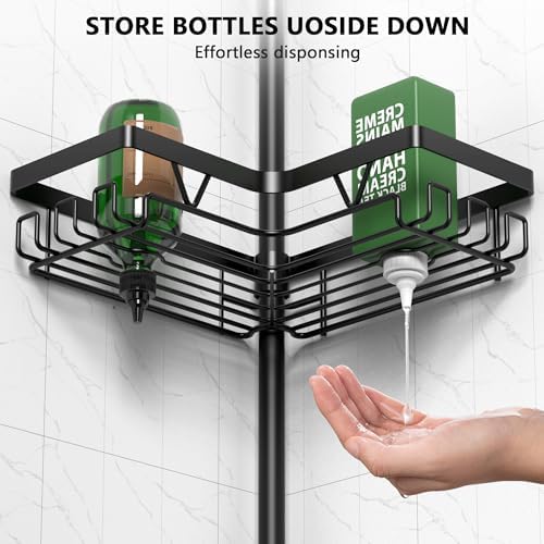 DAOYA Tension Pole Shower Caddy 4 Tier Floor to Ceiling Organizer Black