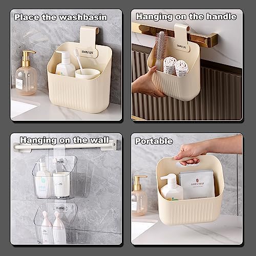 3 Pcs Hanging Shower Basket Caddy Portable Wall Storage Organizer Hanging Cup Holder for Kids Beige 20cm