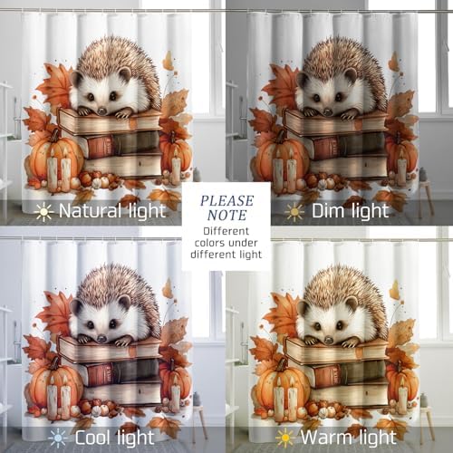 DESIHOM Fall Hedgehog Shower Curtain Set 72 Inch