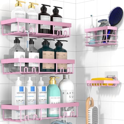 Moforoco 5 Pack Adhesive Shower Caddy Organizer Set