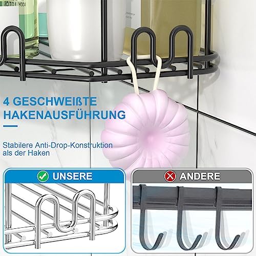 STEUGO Corner Shower Caddy 3 Pack Matte Black